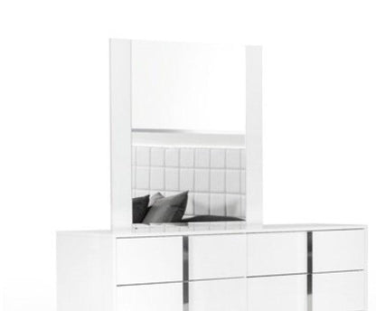 41" White Mdf Glass And Veneer Mirror - FurniFindUSA