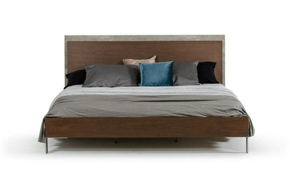 Modern Dark Walnut & Concrete Eastern King Bed - FurniFindUSA