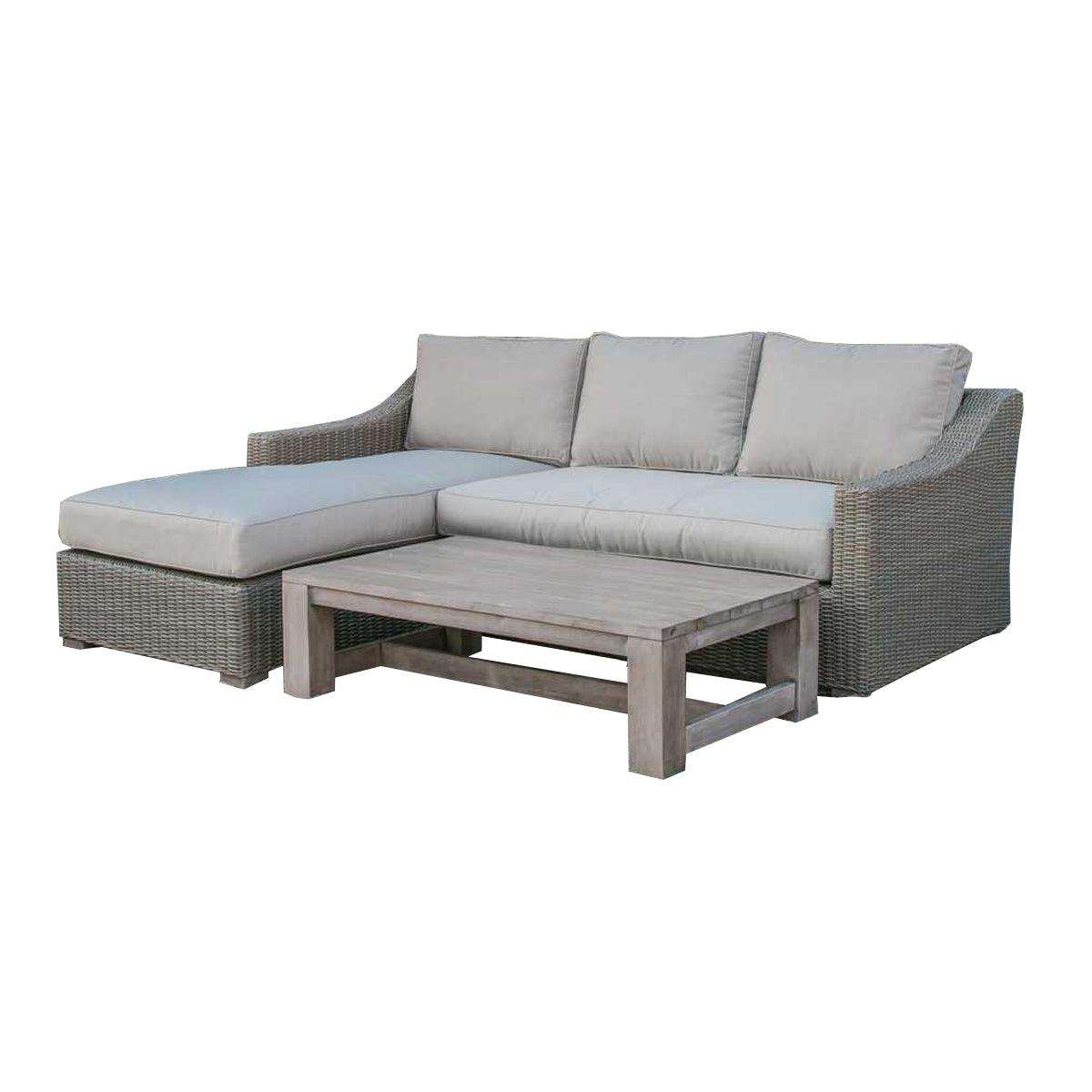 30" Aluminum Wood And Rattan Sectional Sofa Set - FurniFindUSA