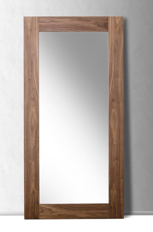 79" Walnut Mdf Veneer And Glass Mirror - FurniFindUSA