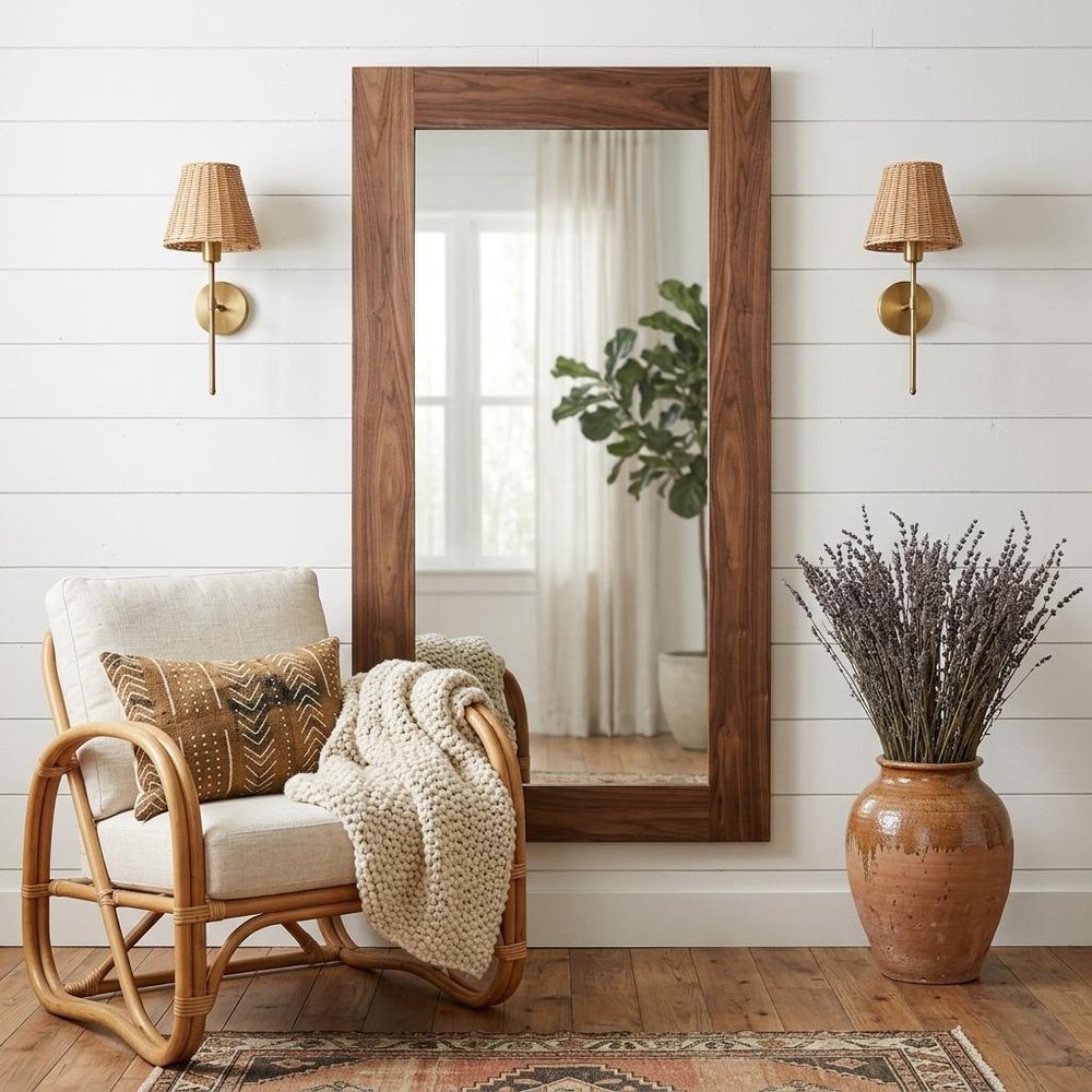 79" Brown Framed Leaning Full Length Hanging Mirror HomeRoots