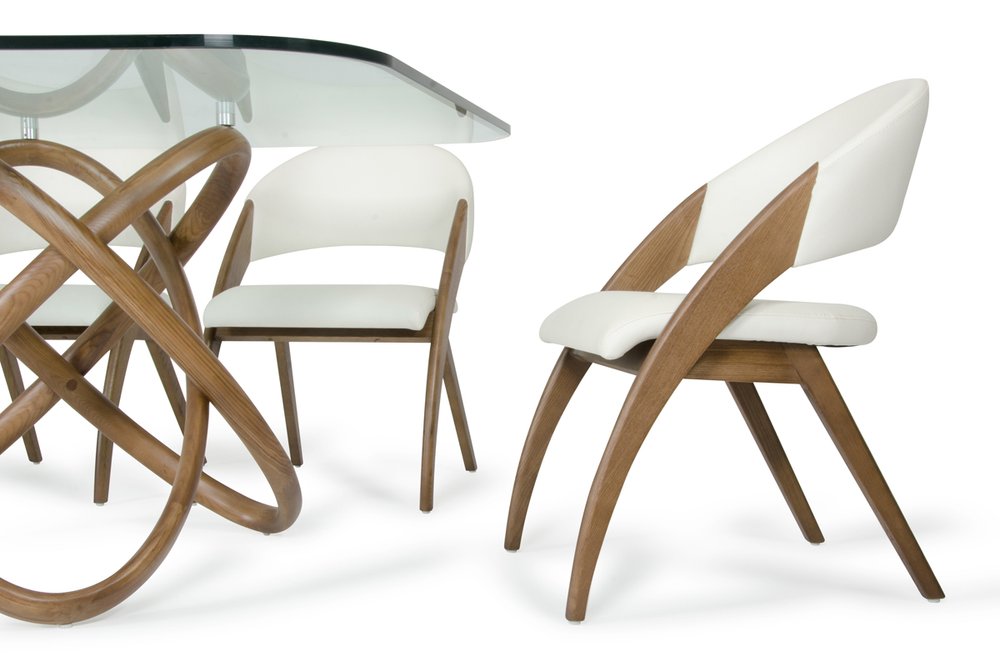 Set of Two Cream and Brown Upholstered Faux Leather Open Back Dining Arm Chairs HomeRoots