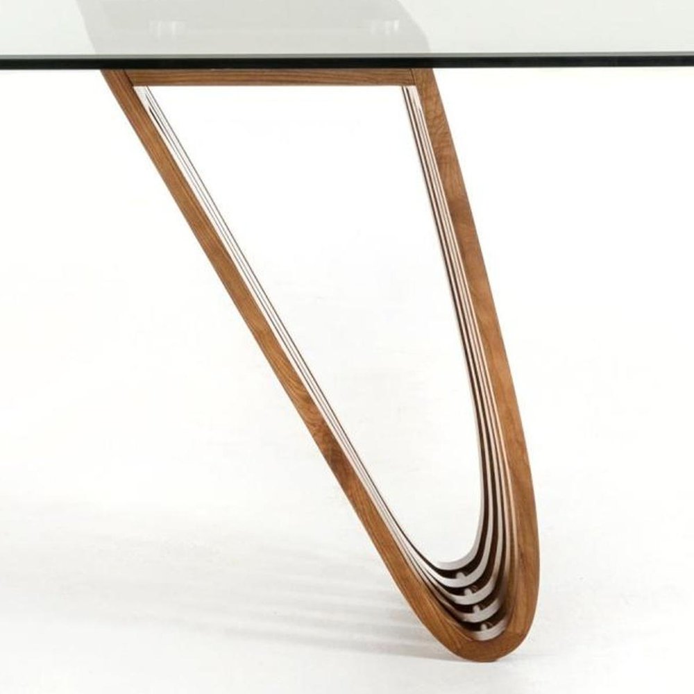 83" Clear And Brown Glass And Solid Wood Double Pedestal Base Dining Table HomeRoots