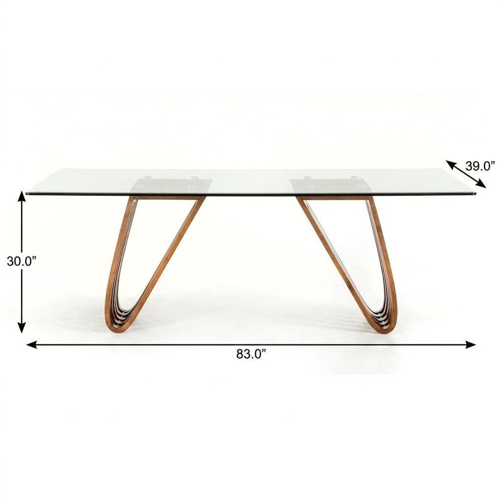 83" Clear And Brown Glass And Solid Wood Double Pedestal Base Dining Table — view 7