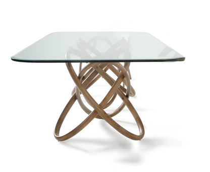 94" Clear And Natural Glass And Solid Wood Pedestal Base Dining Table HomeRoots