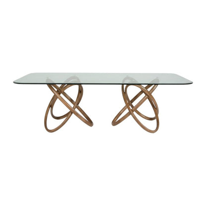 94" Clear And Natural Glass And Solid Wood Pedestal Base Dining Table HomeRoots