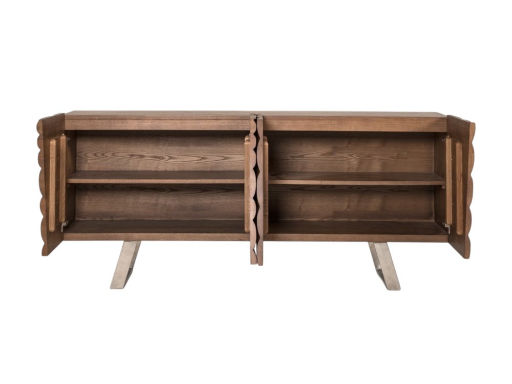 71" Natural Brown Solid Wood Sideboard with Four Doors — view 2