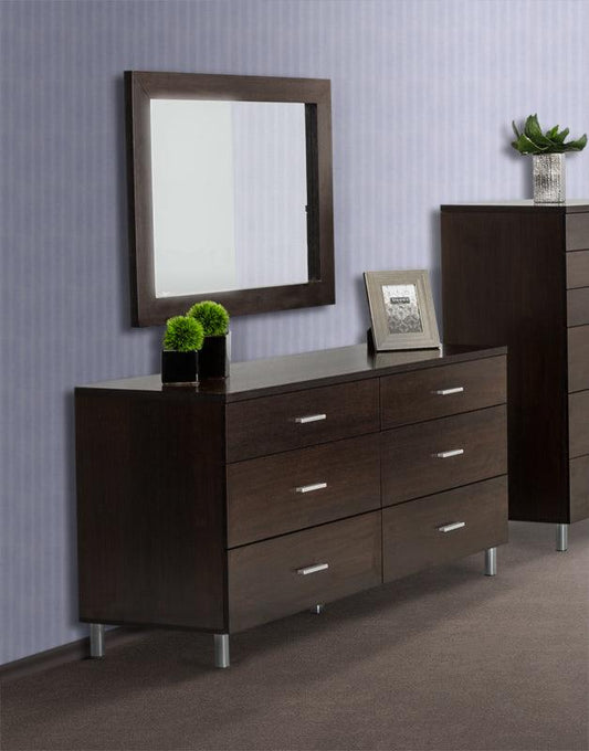 39" Wenge Mdf And Glass Mirror - FurniFindUSA