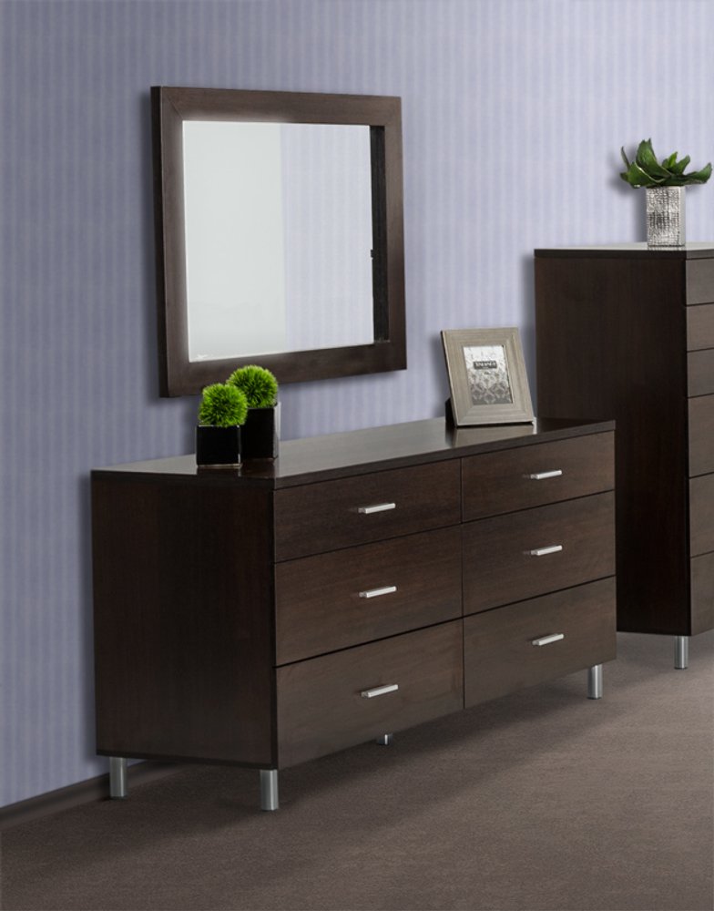 39" Ebony Square Wood Framed Dresser Mirror HomeRoots