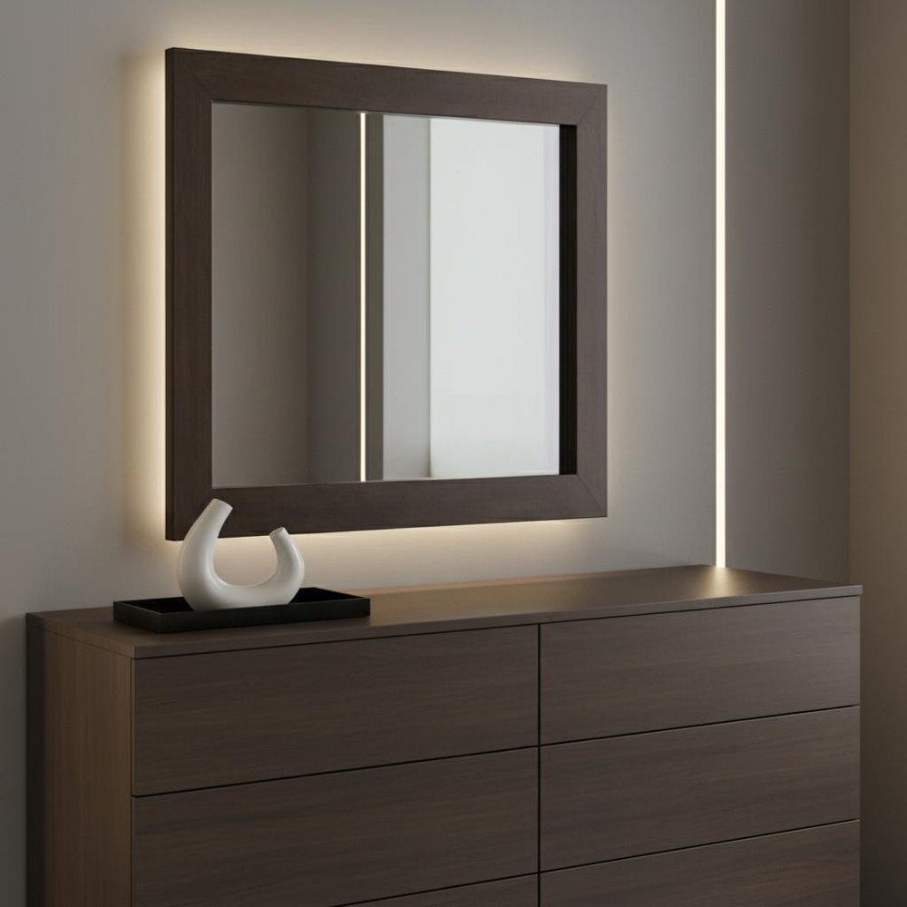 39" Ebony Square Wood Framed Dresser Mirror HomeRoots