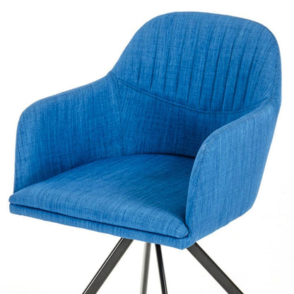 Blue And Black Upholstered Fabric Dining Arm Chair - FurniFindUSA