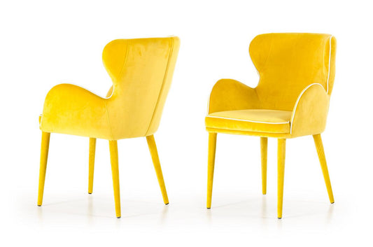 Yellow Upholstered Fabric Dining Arm Chair - FurniFindUSA