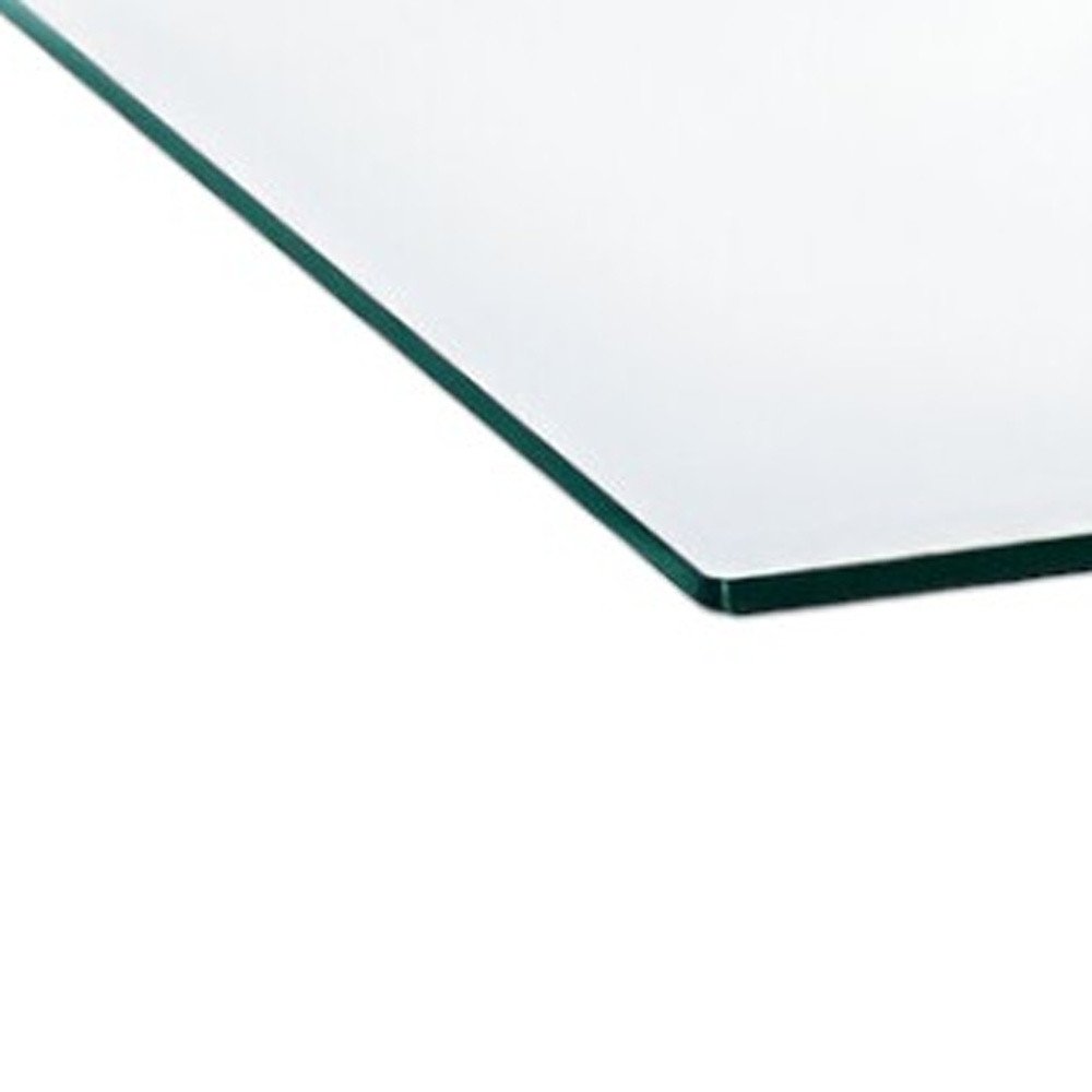 47" Clear and Silver Glass And Steel Cross Legs Coffee Table HomeRoots