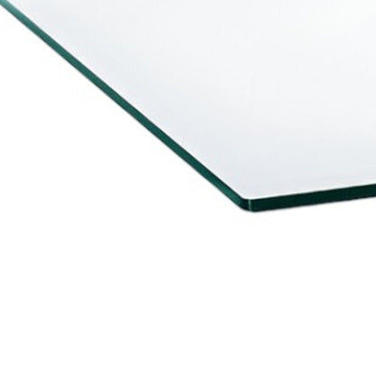 47" Clear and Silver Glass And Steel Cross Legs Coffee Table HomeRoots