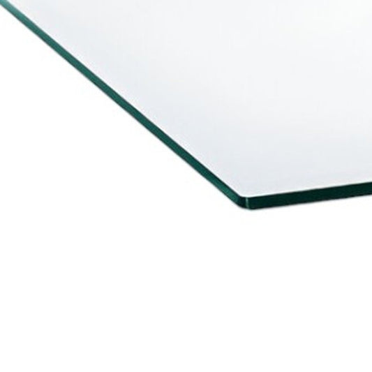 47" Clear and Silver Glass And Steel Cross Legs Coffee Table HomeRoots