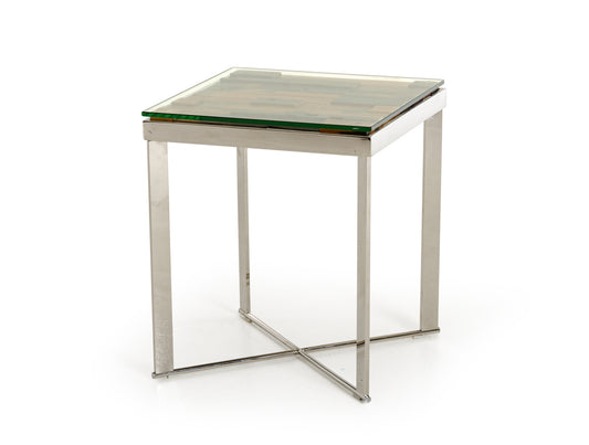 22" Mosaic Wood Steel And Glass End Table - FurniFindUSA
