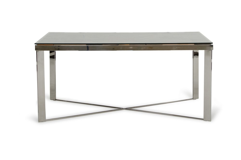 80" Clear And Silver Solid Wood And Stainless Steel Trestle Base Dining Table HomeRoots