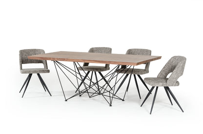 Light Brown And Black Solid Wood And Metal Dining Table