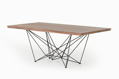 Light Brown And Black Solid Wood And Metal Dining Table