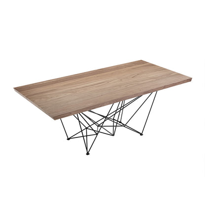 Light Brown And Black Solid Wood And Metal Dining Table