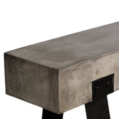75" Gray and Black Metal and Concrete Indoor Outdoor Bench HomeRoots