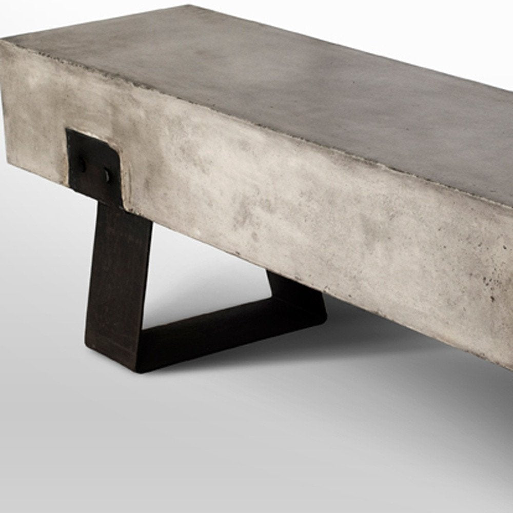 75" Gray and Black Metal and Concrete Indoor Outdoor Bench HomeRoots