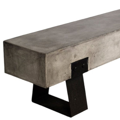 75" Gray and Black Metal and Concrete Indoor Outdoor Bench HomeRoots