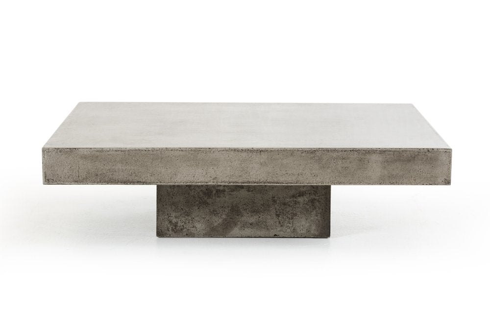 43" Gray and Dark Gray Concrete Square Block Coffee Table — view 2