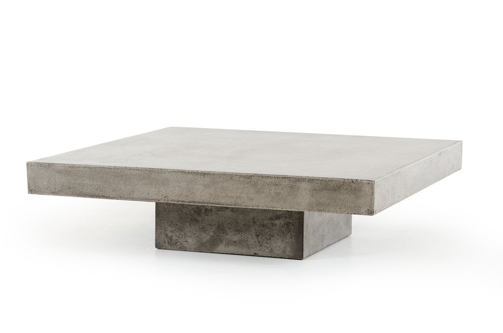 43" Gray and Dark Gray Concrete Square Block Coffee Table — view 3