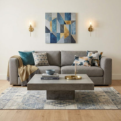 43" Gray and Dark Gray Concrete Square Block Coffee Table HomeRoots