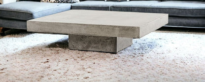 43" Gray and Dark Gray Concrete Square Block Coffee Table HomeRoots