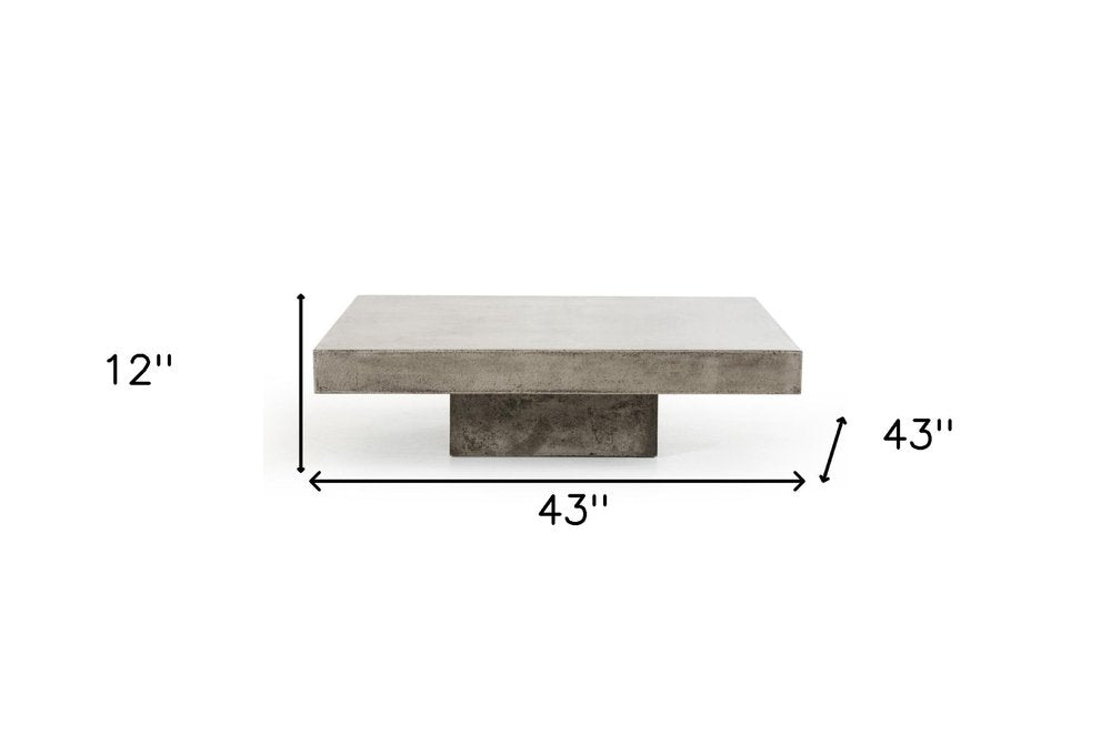 43" Gray and Dark Gray Concrete Square Block Coffee Table HomeRoots