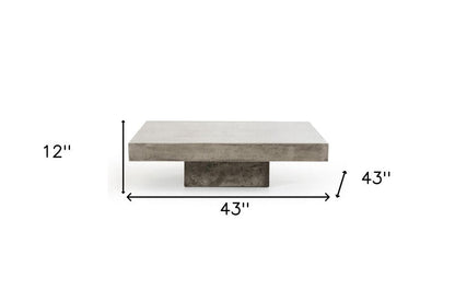 43" Gray and Dark Gray Concrete Square Block Coffee Table HomeRoots