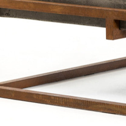 42" Dark Gray and Rust Concrete And Iron Square Abstract Coffee Table HomeRoots