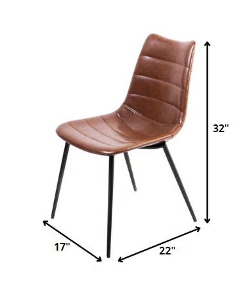 Set of Two Brown and Black Upholstered Faux Leather Dining Side Chairs HomeRoots