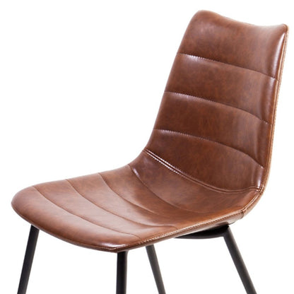 Set of Two Brown and Black Upholstered Faux Leather Dining Side Chairs HomeRoots