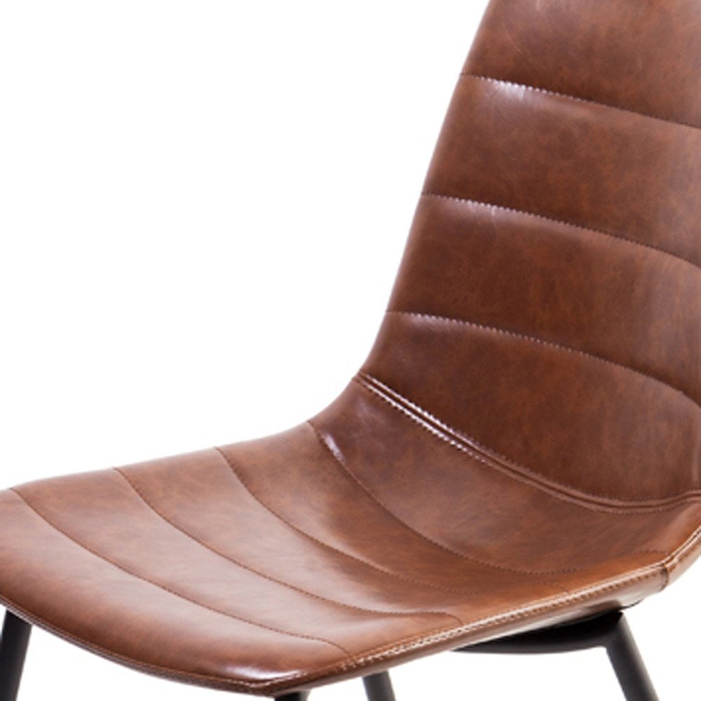 Set of Two Brown and Black Upholstered Faux Leather Dining Side Chairs HomeRoots