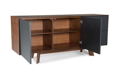 67" Charcoal Two Drawer Sideboard with Two Doors - FurniFindUSA