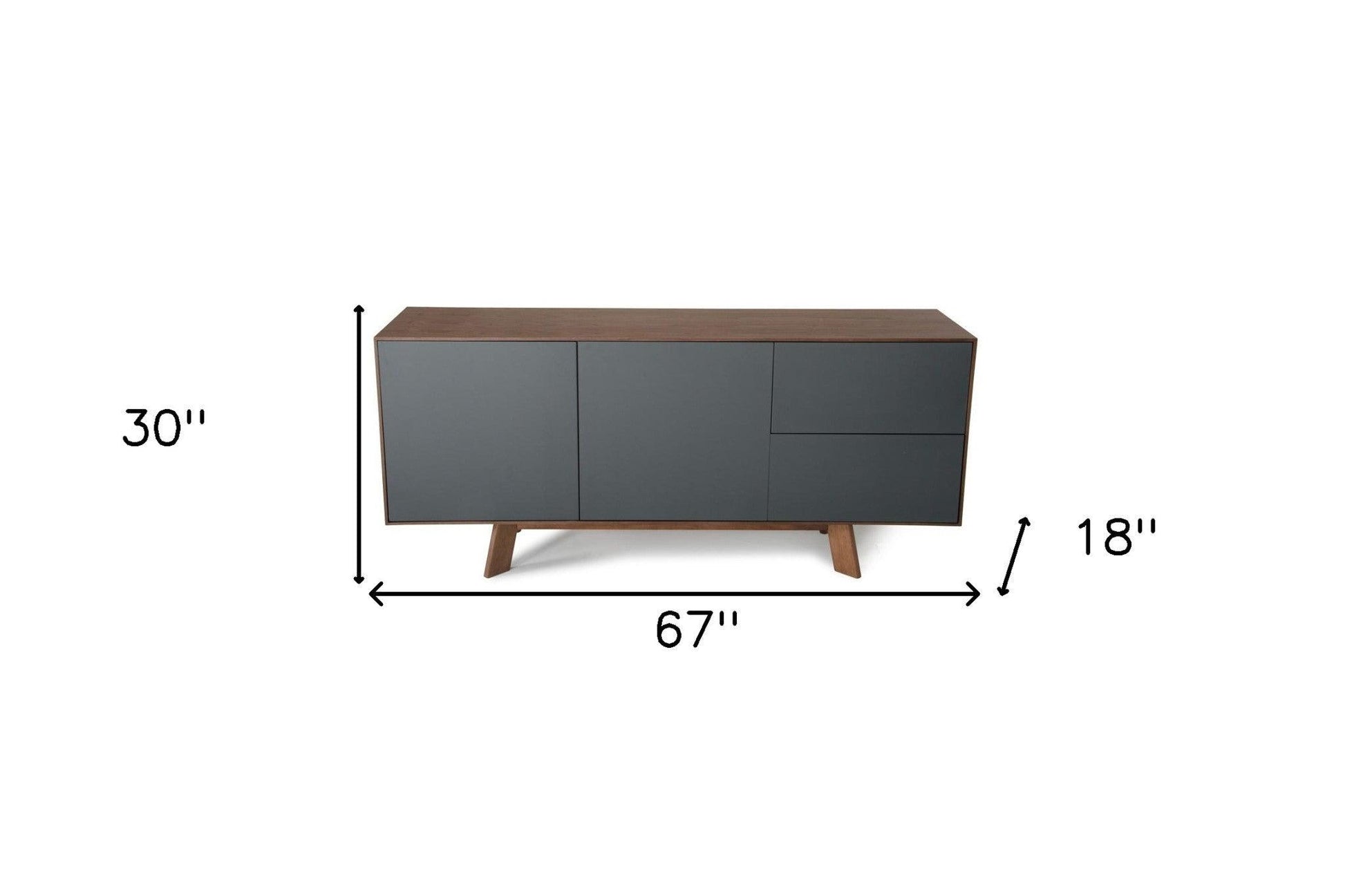 67" Charcoal Two Drawer Sideboard with Two Doors - FurniFindUSA