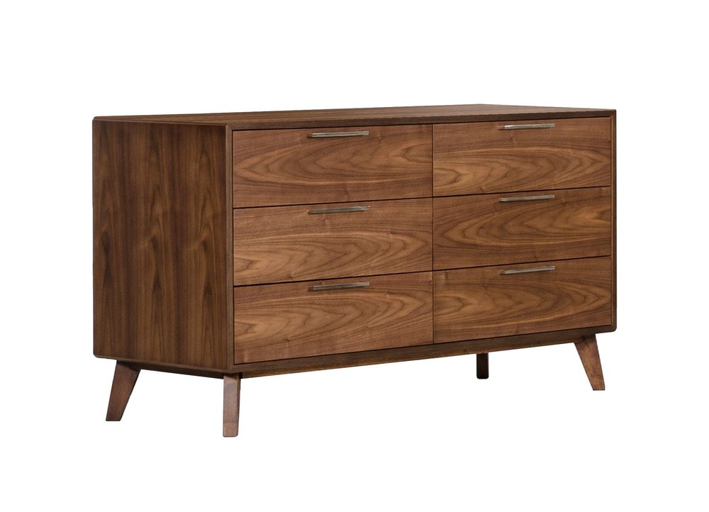 30" Walnut Solid Wood Five Drawer Chest HomeRoots