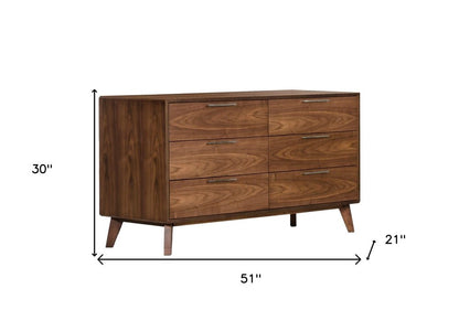 30" Walnut Solid Wood Five Drawer Chest HomeRoots