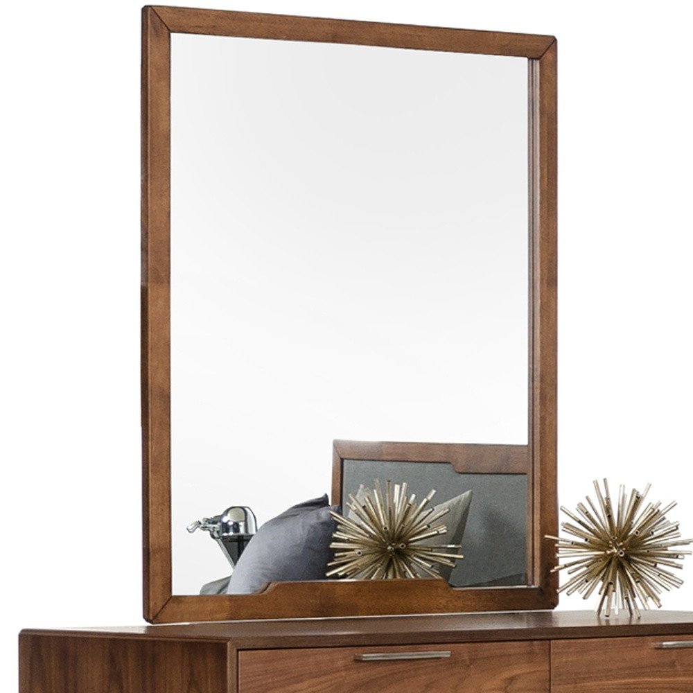 40" Brown Wood Framed Mounted Dresser Mirror HomeRoots