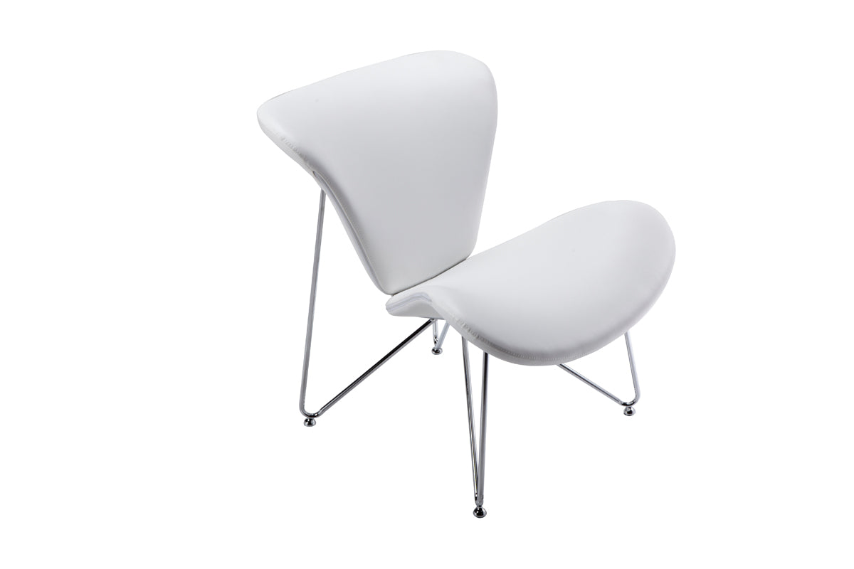 28" White And Silver Upholstered Butterfly Chair