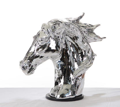 Modern Silver Horse Head Sculpture