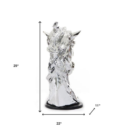 Modern Silver Horse Head Sculpture