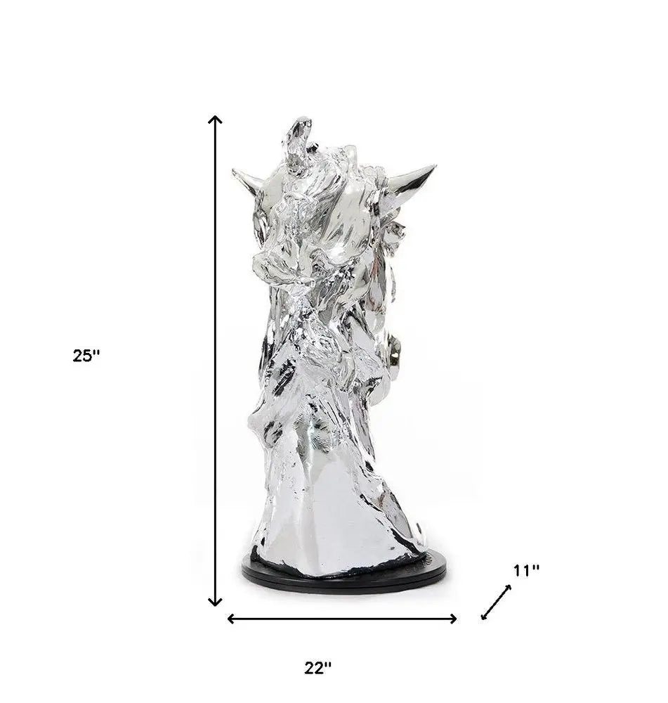 11" Silver Glass Figurine Tabletop Sculpture HomeRoots