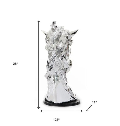 11" Silver Glass Figurine Tabletop Sculpture HomeRoots