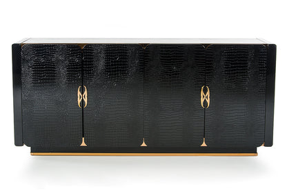 32" Black Crocodile And Rosegold Mdf Buffet