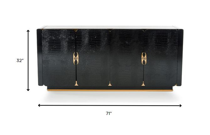 32" Black Crocodile And Rosegold Mdf Buffet