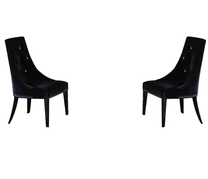Set of Two Black Upholstered Velvet Dining Parsons Chairs - FurniFindUSA